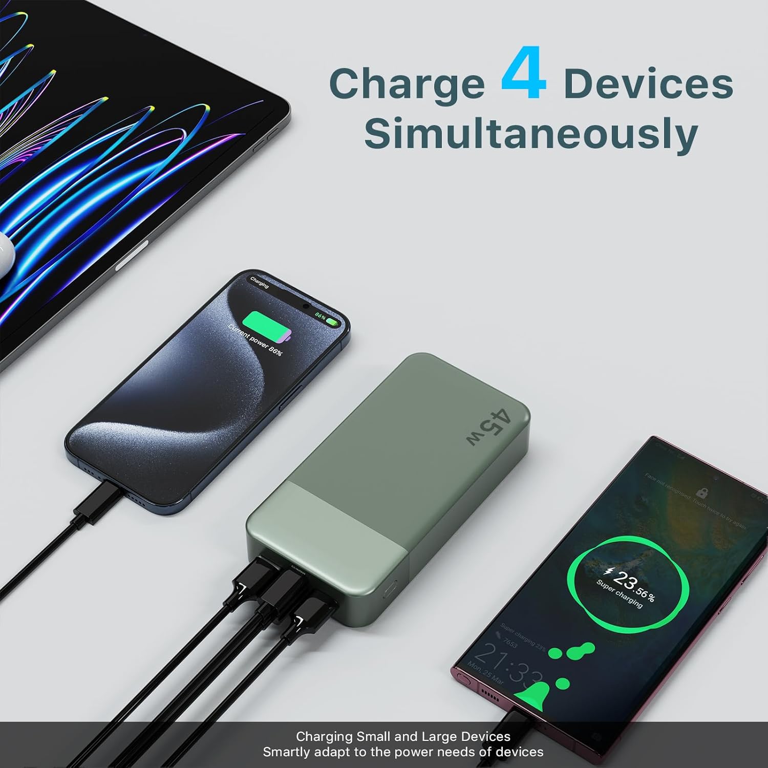 NOBIS Cargador portátil, banco de energía de 20000 mAh, banco de en...