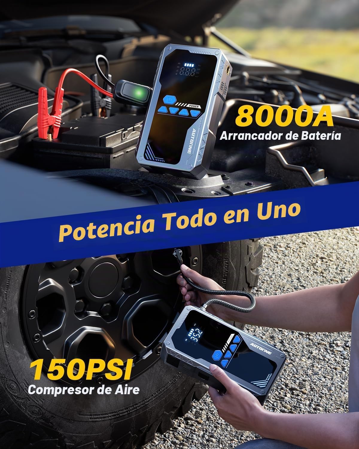 AUTOONE JWA2 Arrancador de salto con compresor de aire (todo a gas\...