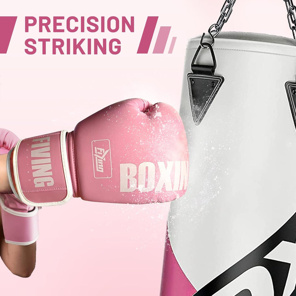 FIVING Guantes de boxeo estilo profesional para mujeres, de cuero P...