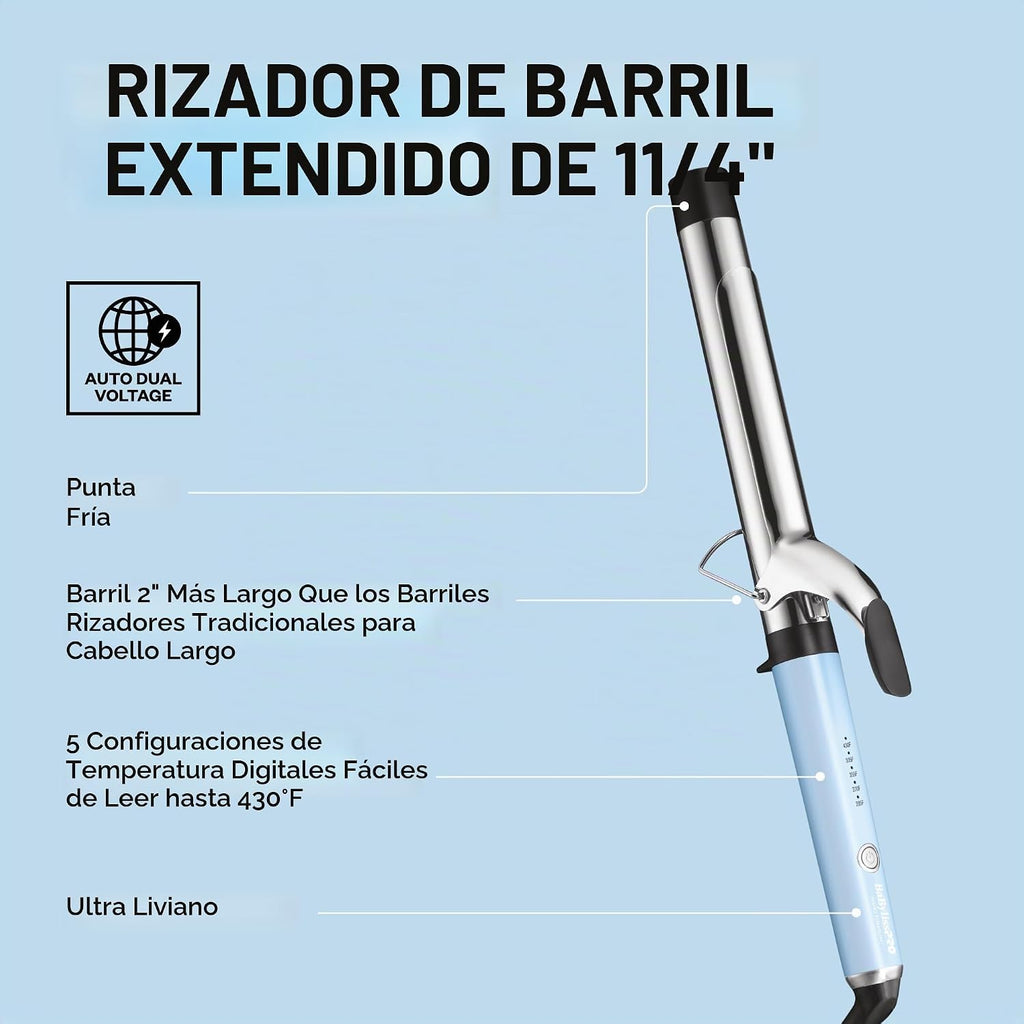 BabylissPRO Rizador profesional Nano Titanium con barril extendido\...