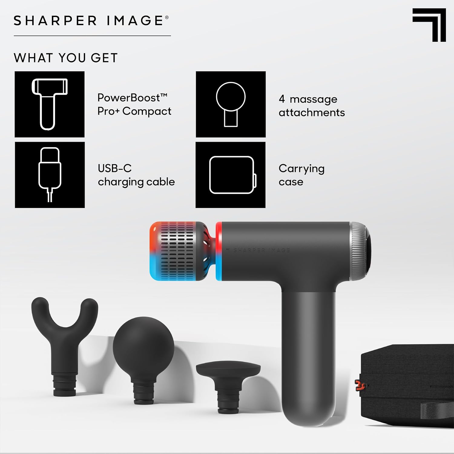 Sharper Image® Powerboost® Pro+ Pistola de masaje compacta de tejid...