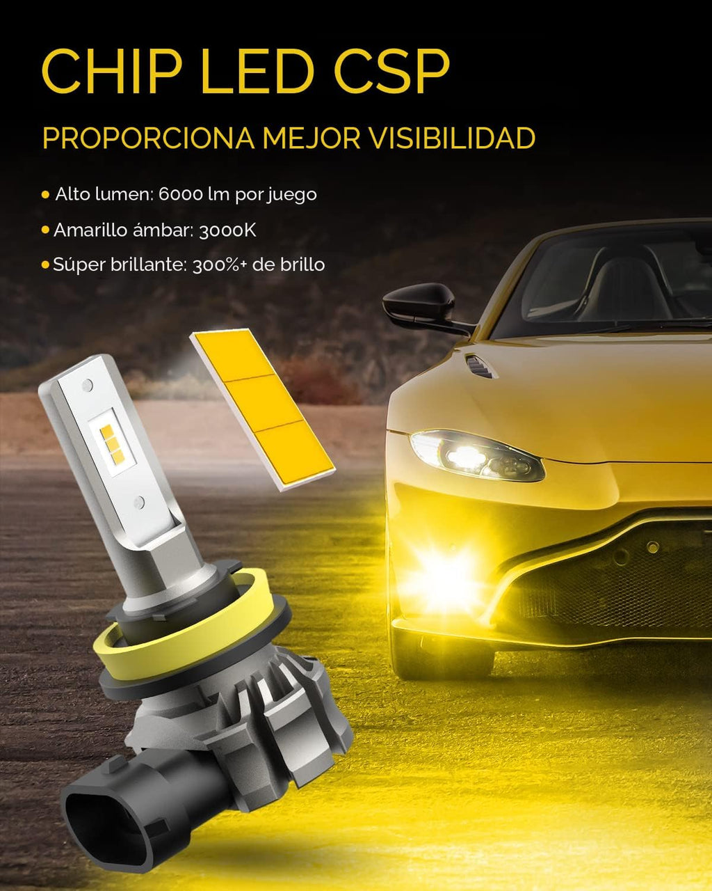 AUXITO Bombillas LED antiniebla H11\/H8\/H16 o DRL, 6000 lúmenes, l...