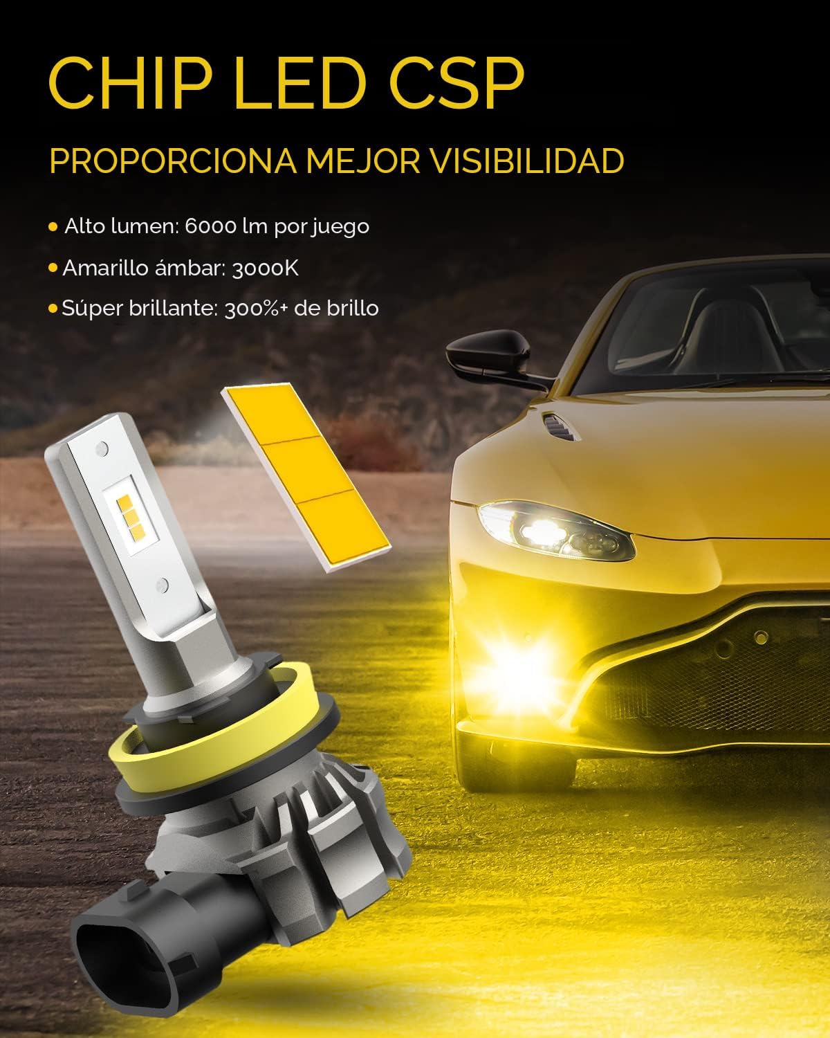 AUXITO Bombillas LED antiniebla H11\/H8\/H16 o DRL, 6000 lúmenes, l...