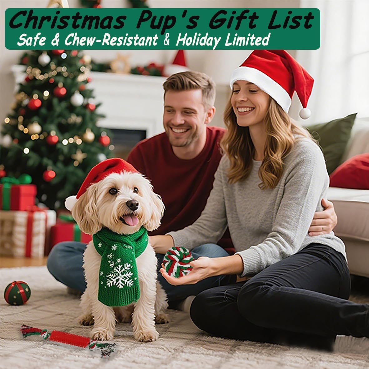 Mnubsrva Juego de Juguetes Navideños para Perros, Paquete de 15 par...