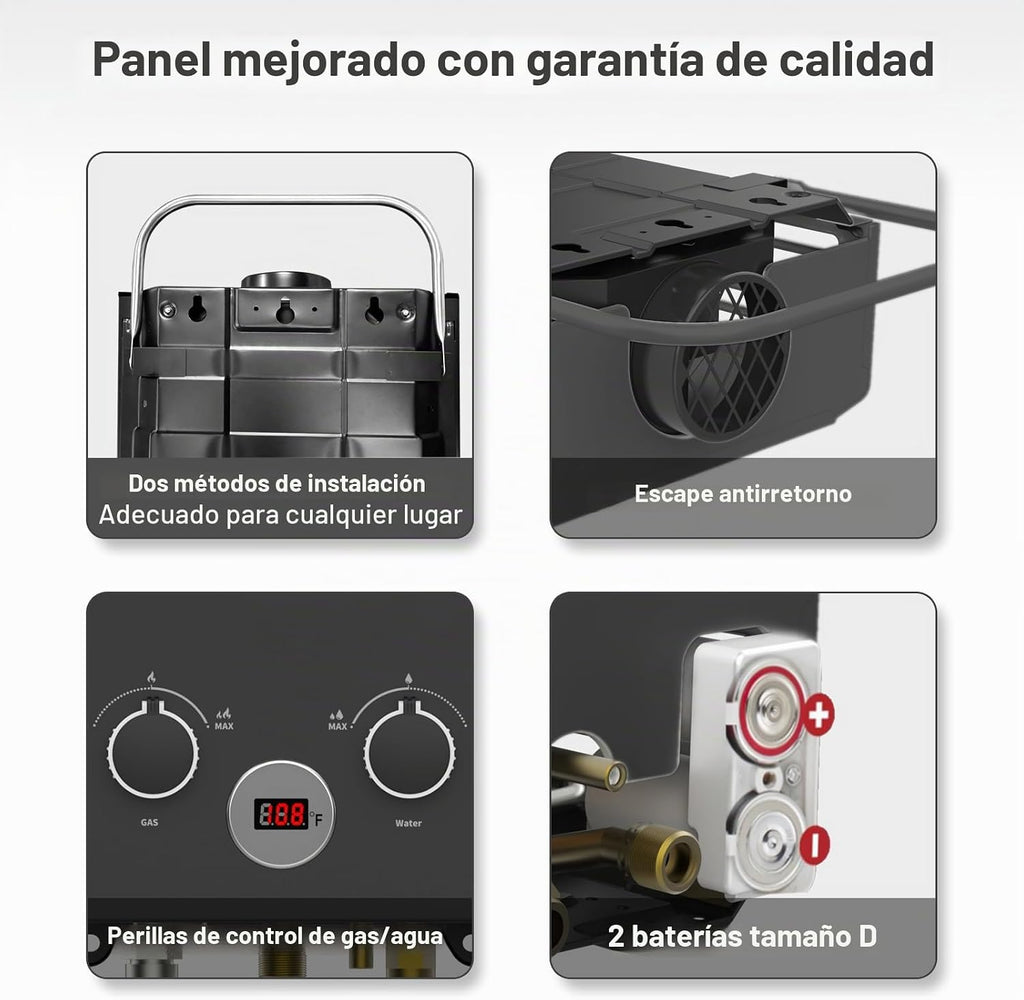 Calentador de agua de propano, 6L 1.58GPM 41000 BTU Calentador de a...