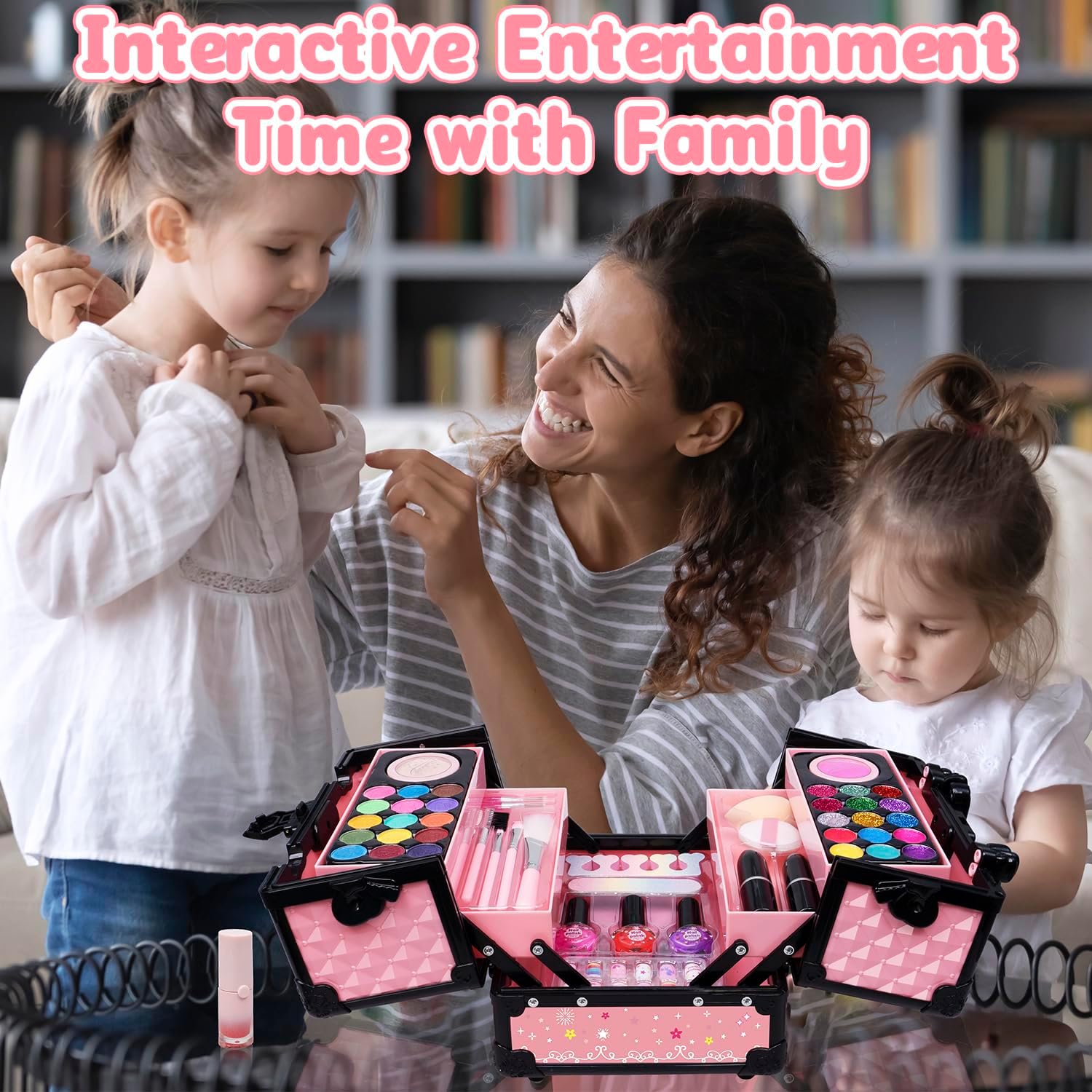 Hollyhi Juego de 59 piezas de maquillaje para niñas, juego de jugue...