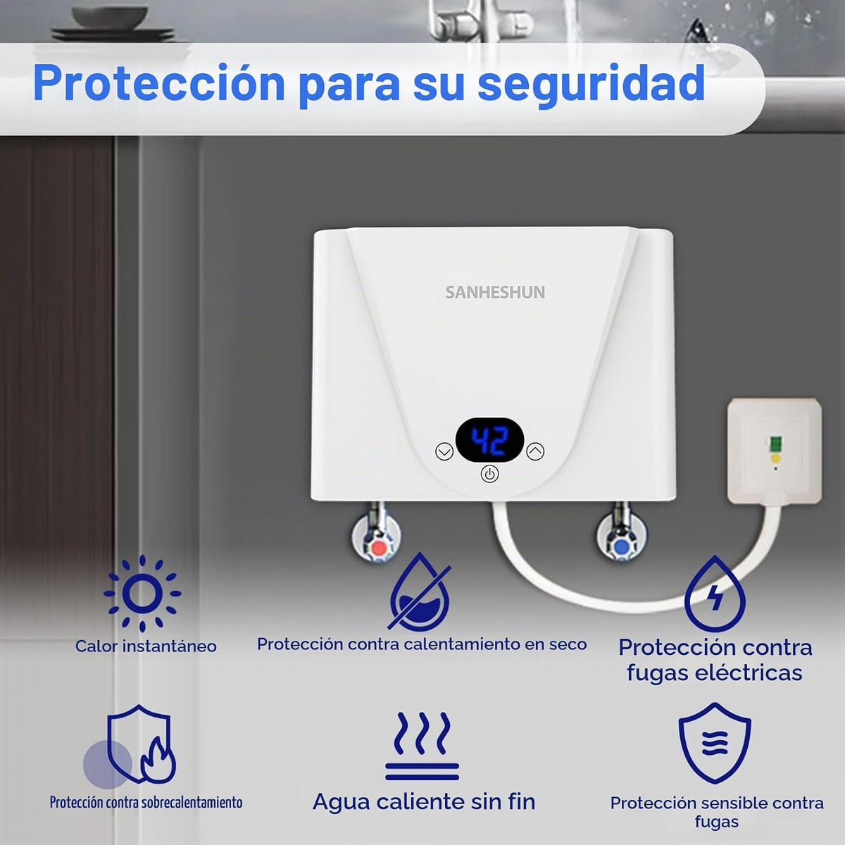 Calentador de agua eléctrico sin tanque, calentador de agua calient...