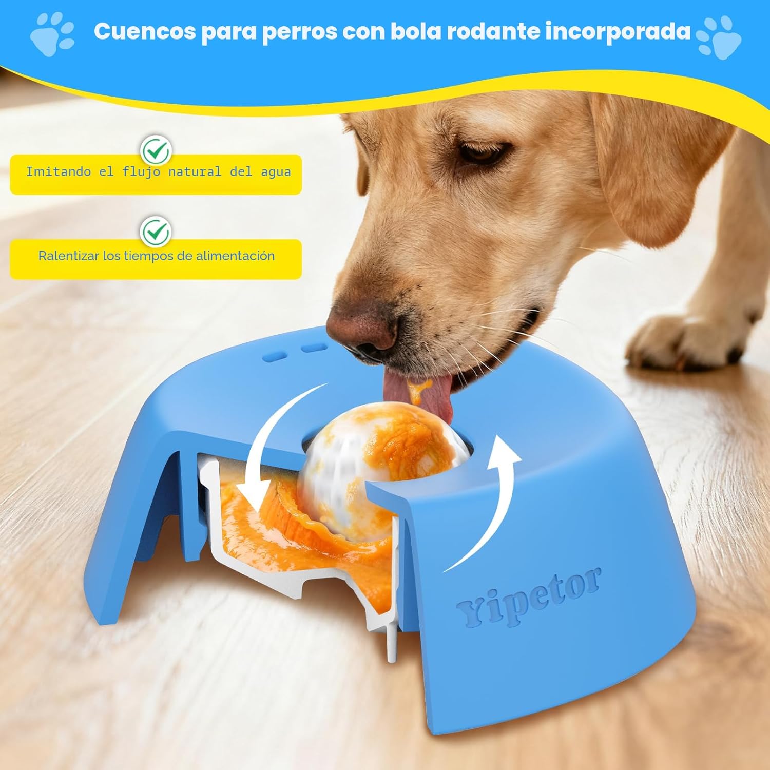 Yipetor Cuencos de alimentación lenta para perros para golosinas lí...