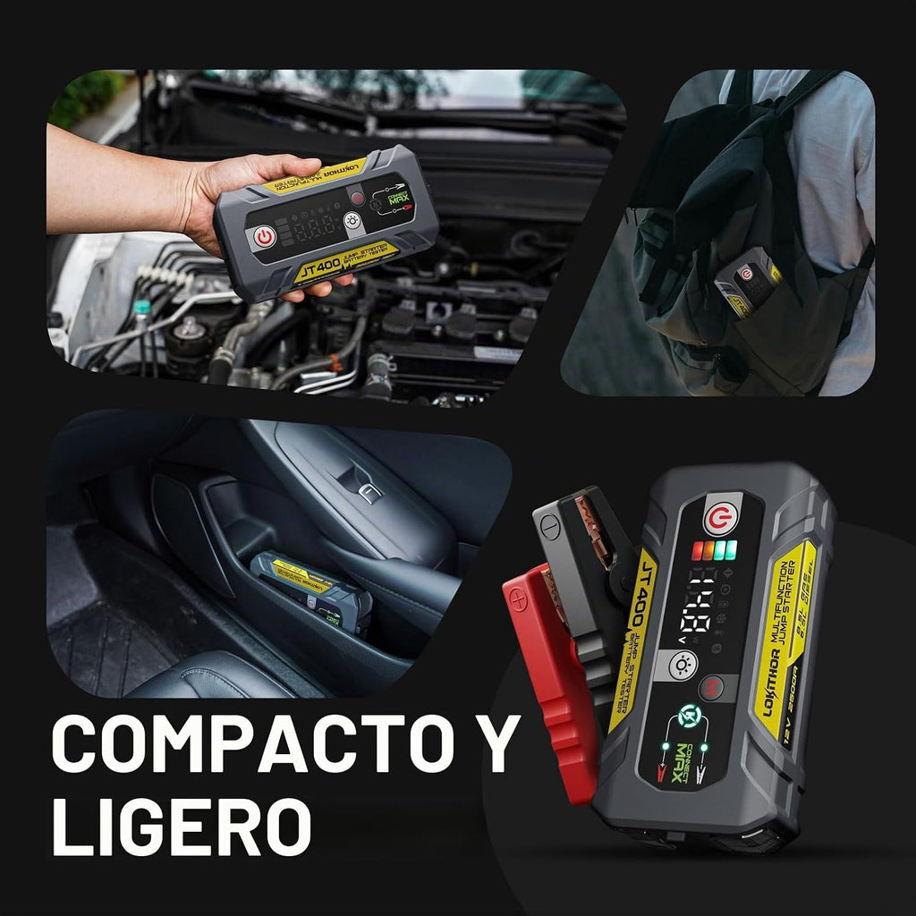 LOKITHOR JT400 Arrancador de salto de 12 V y probador de batería 2...