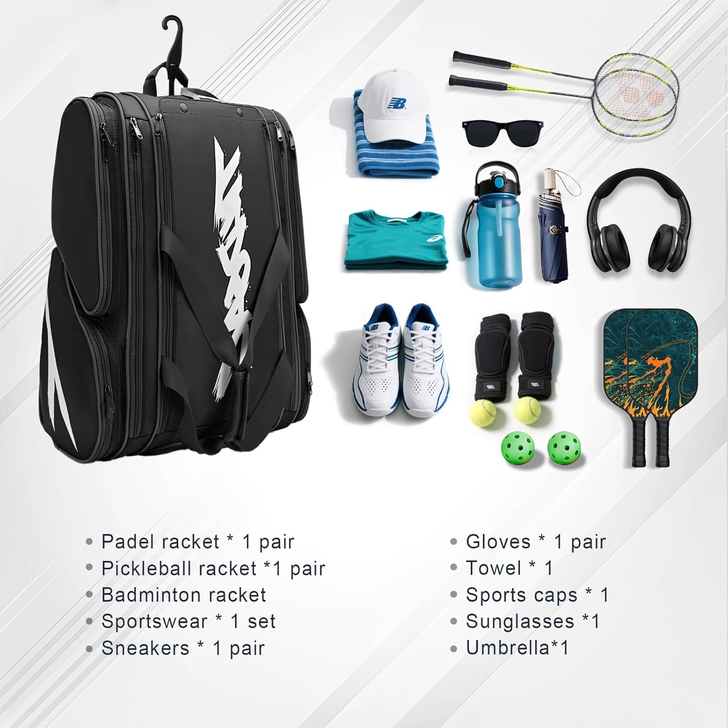 TILDOSAC Bolsa de pickleball \u2013 Bolsa grande de paleta para 4 p...