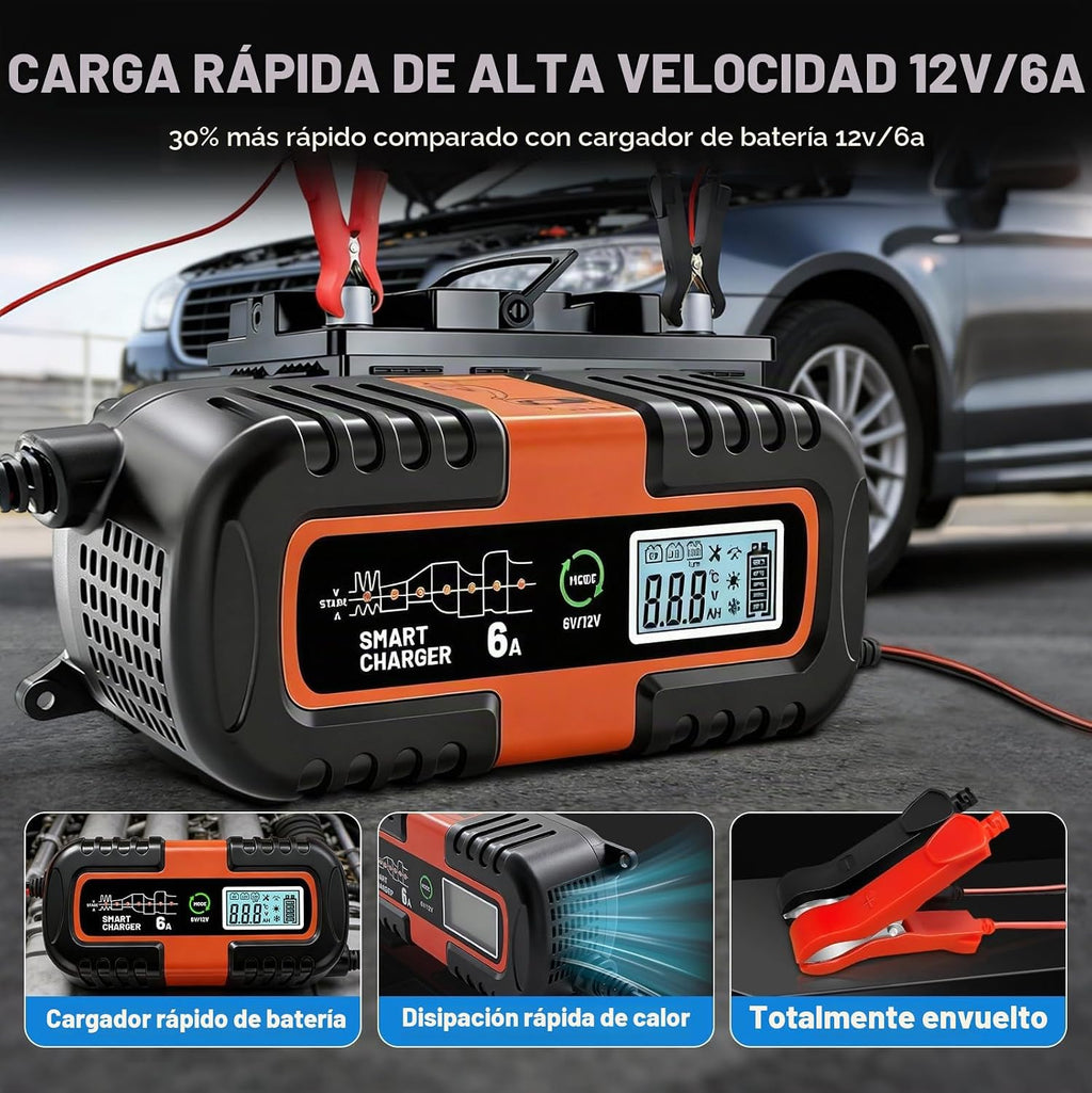 Cargador de batería inteligente de 12 V con reparación de pulsos, c...