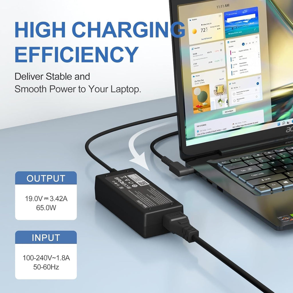 Cargador para laptop Dell de 65 W 45 W compatible con Inspiron 15 1...