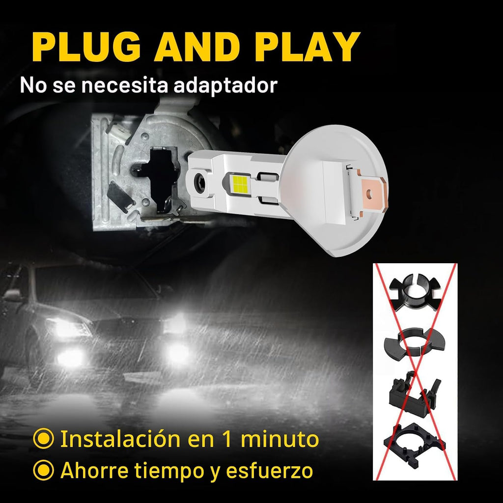 AHOBXD Bombillas H1, 6500K Blanco Súper Brillante Mejoradas 600% 30...