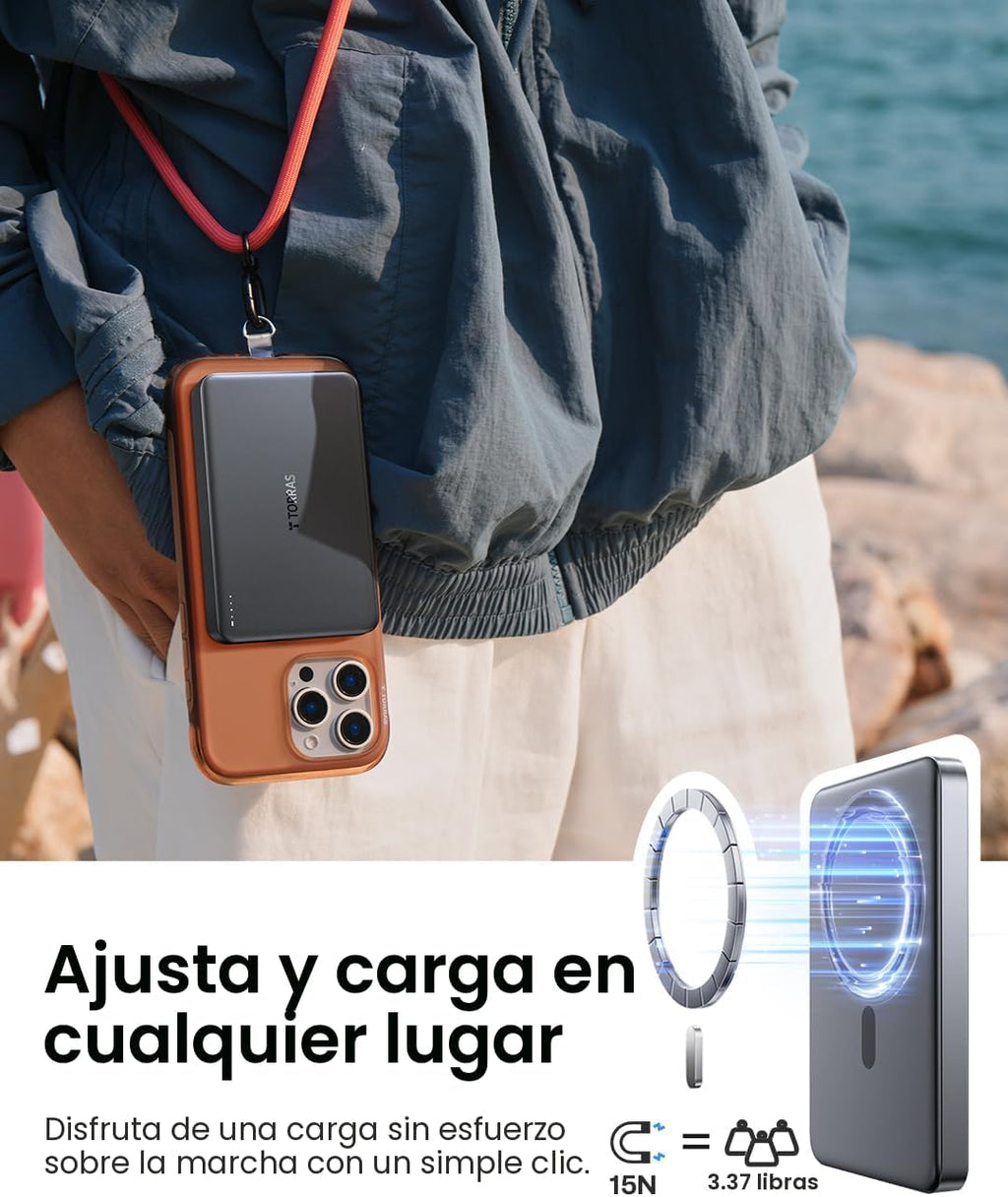 TORRAS MiniMag Power Bank, cargador portátil inalámbrico ultra delg...