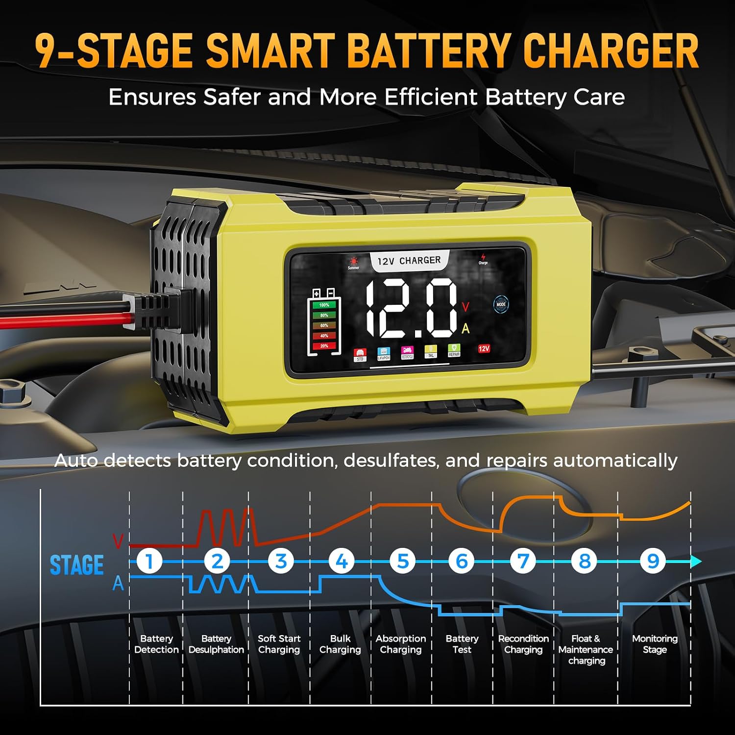Cargador automático de batería de coche \u2013 12V 0-6A cargador in...