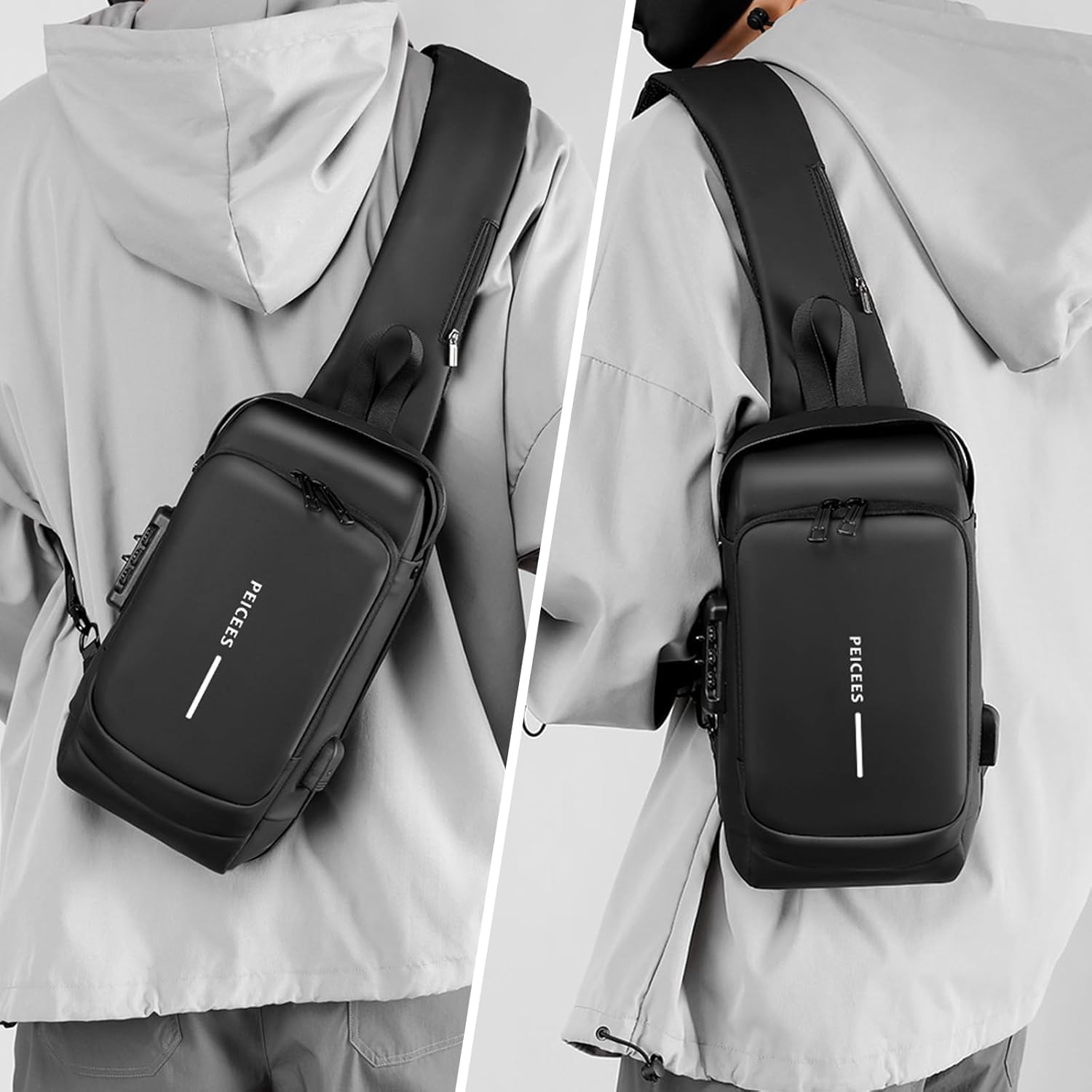 Bolsa de hombro para hombre Peicees Bolsos de bandolera para hombre...