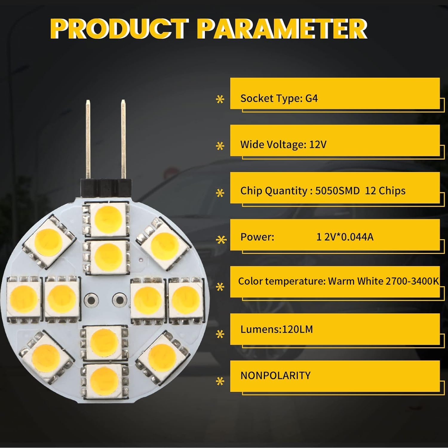 YM E-Bright G4 blanco cálido redondo 5050 12SMD Marine RV Reading C...