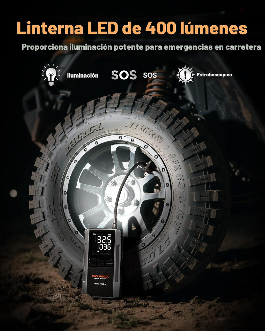 WOLFBOX Arrancador de 4000 A con compresor de aire, batería de coch...