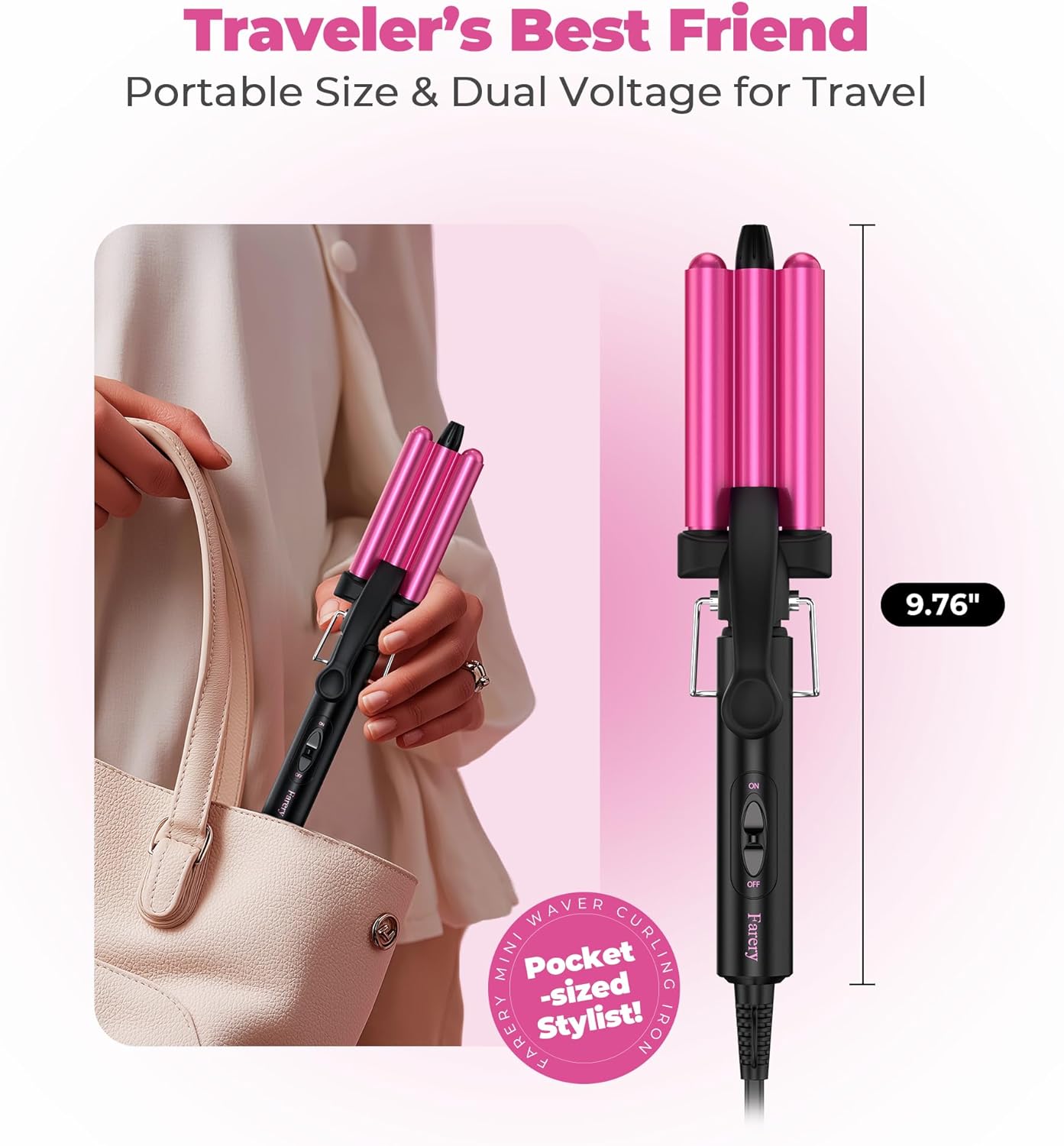 FARERY Plancha de Rizar Mini Onduladora, 1\/2 Pulgada, Rizador de C...