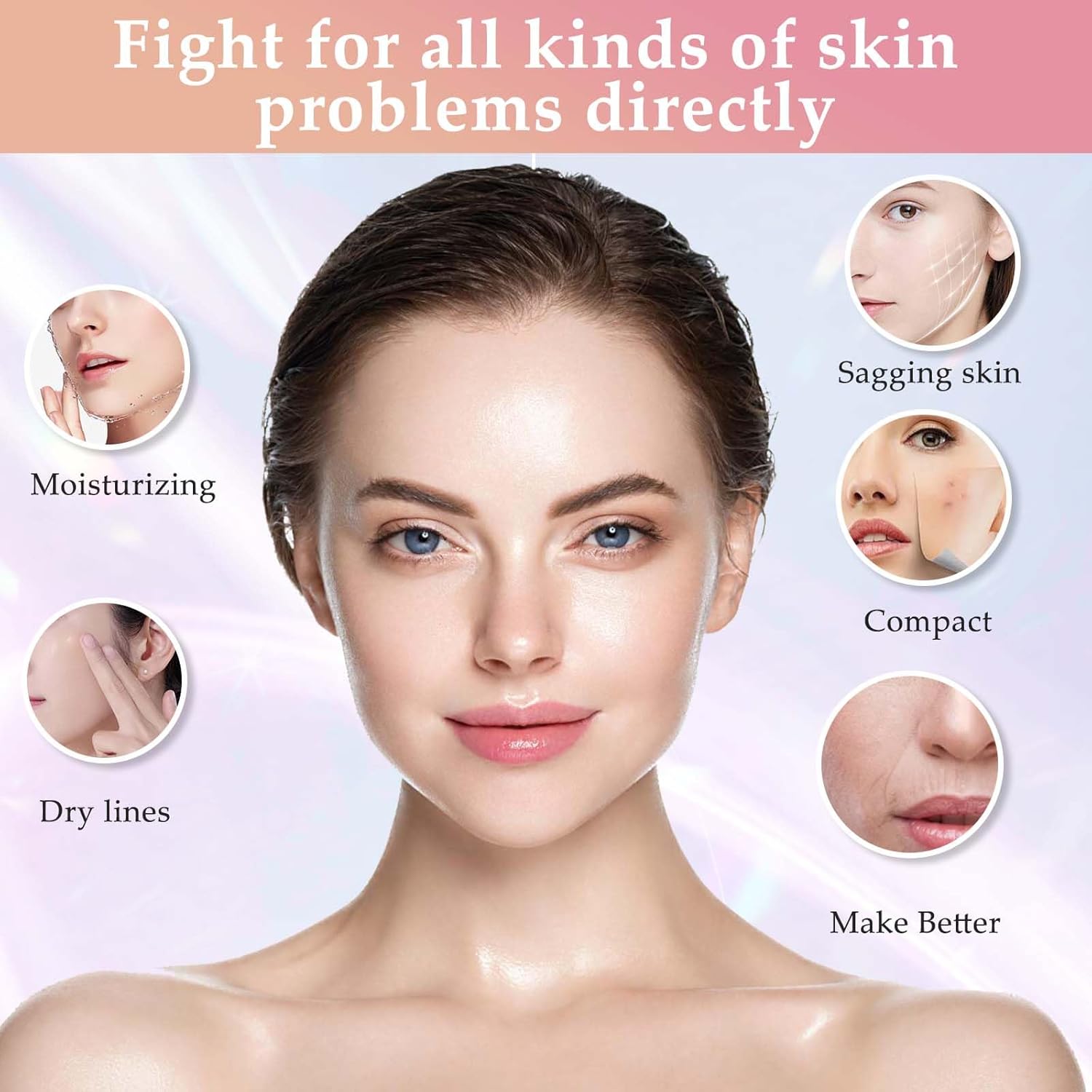 Masajeador facial de terapia de luz roja para cara y cuello, 7 colo...