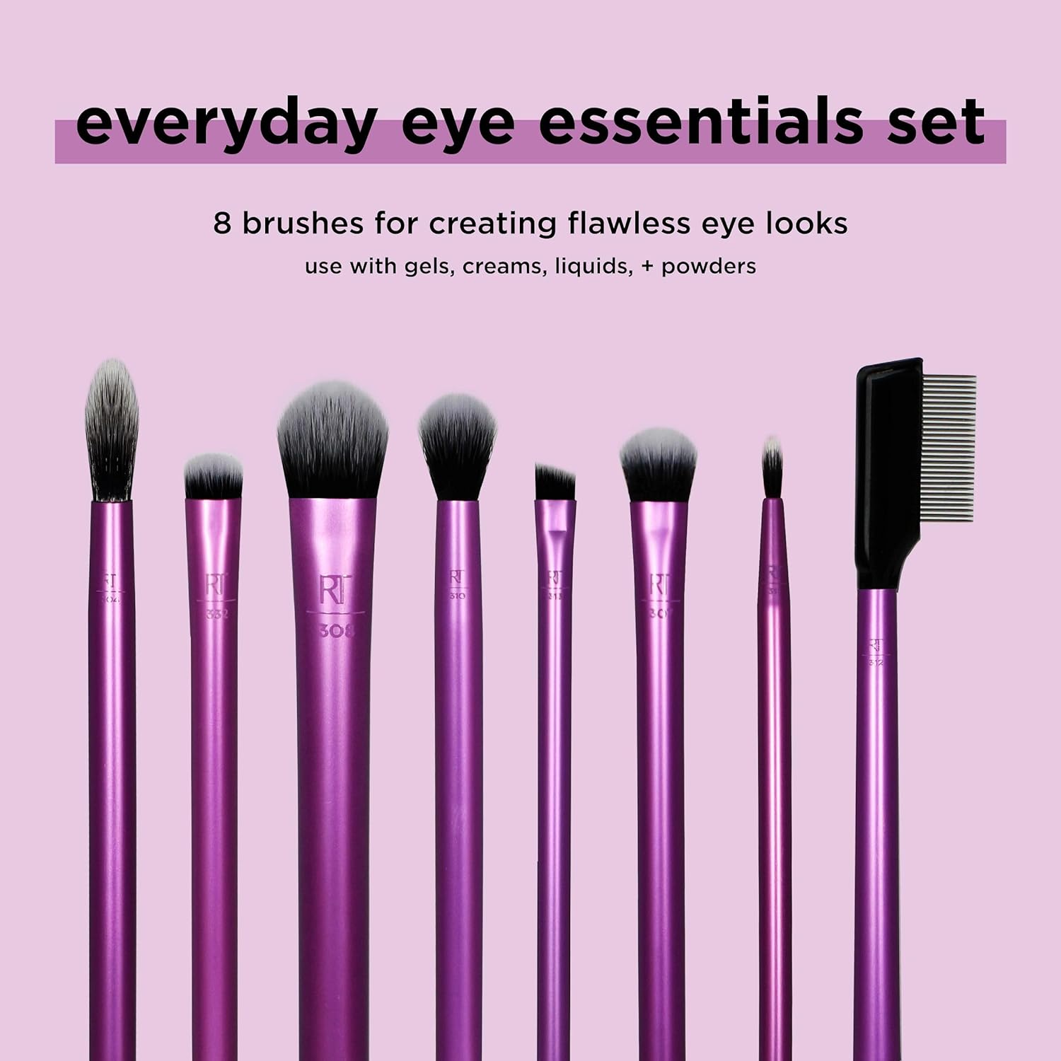 Real Techniques Juego de 8 Brochas de Maquillaje Esenciales para Oj...