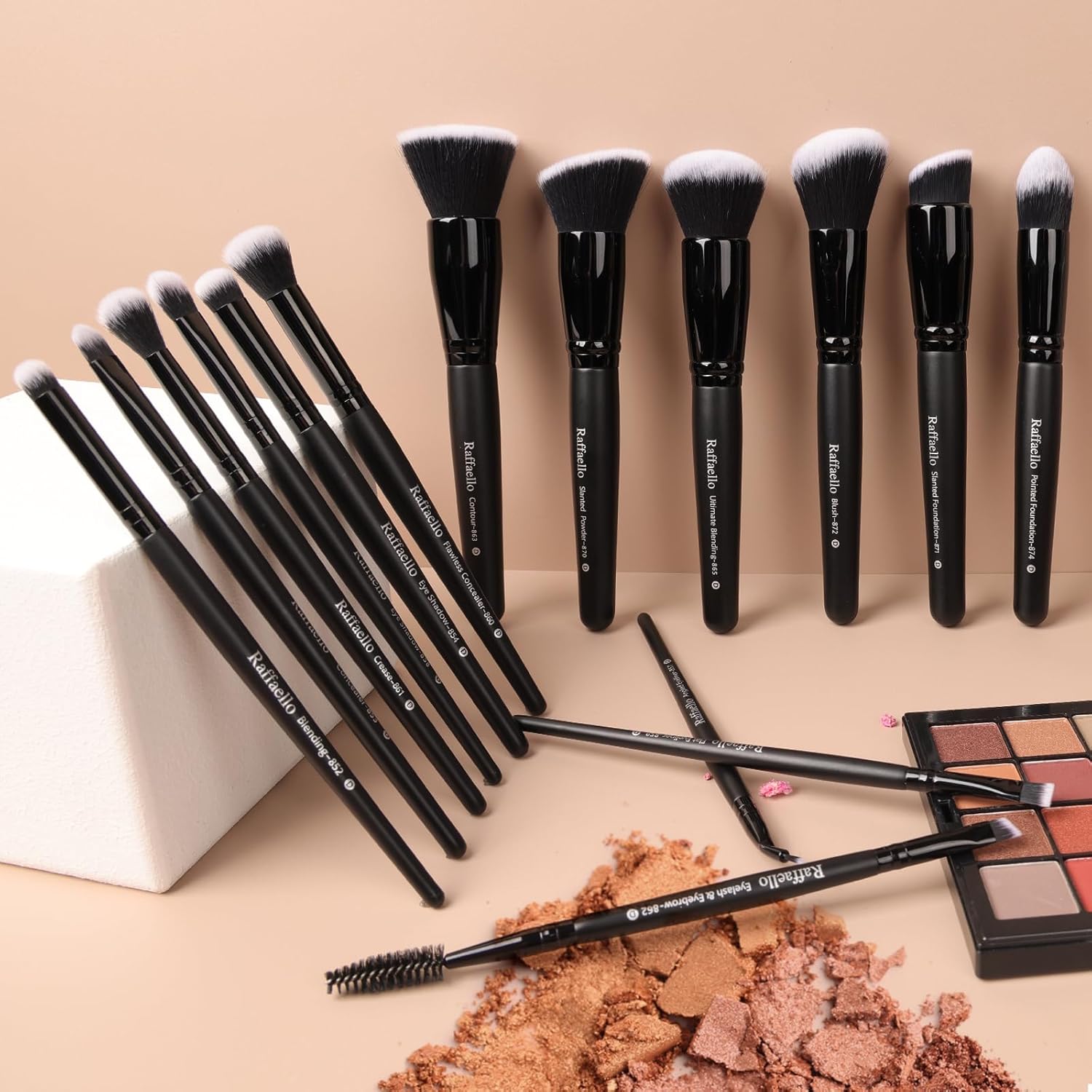 Zoreya - Juego de brochas de maquillaje de pelo sintético