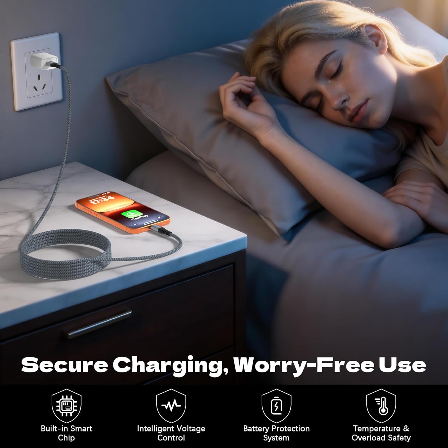 Cable USB A a USB C para CarPlay [2 unidades de 6 pies], cable de c...