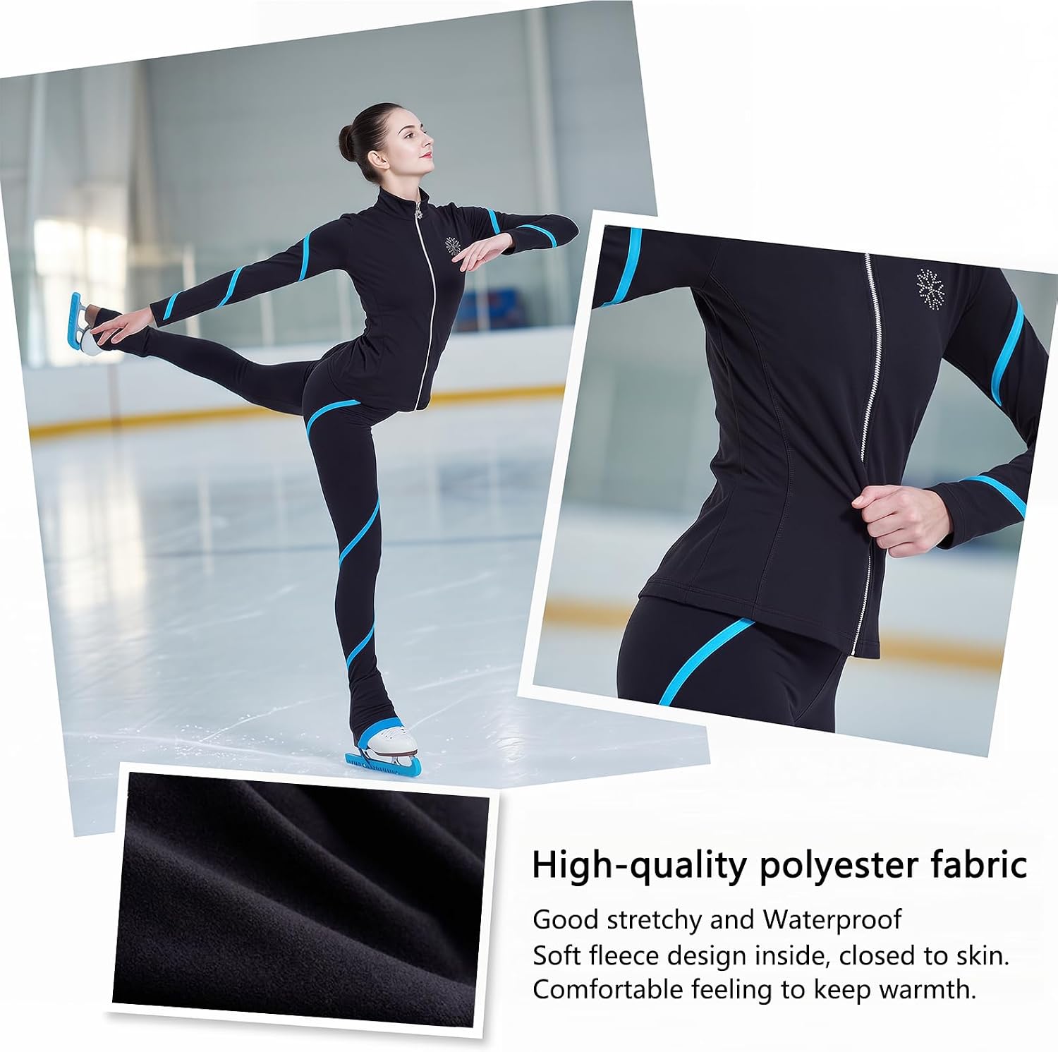 LIUHUO Pantalones de chaqueta en espiral para patinaje artístico, p...
