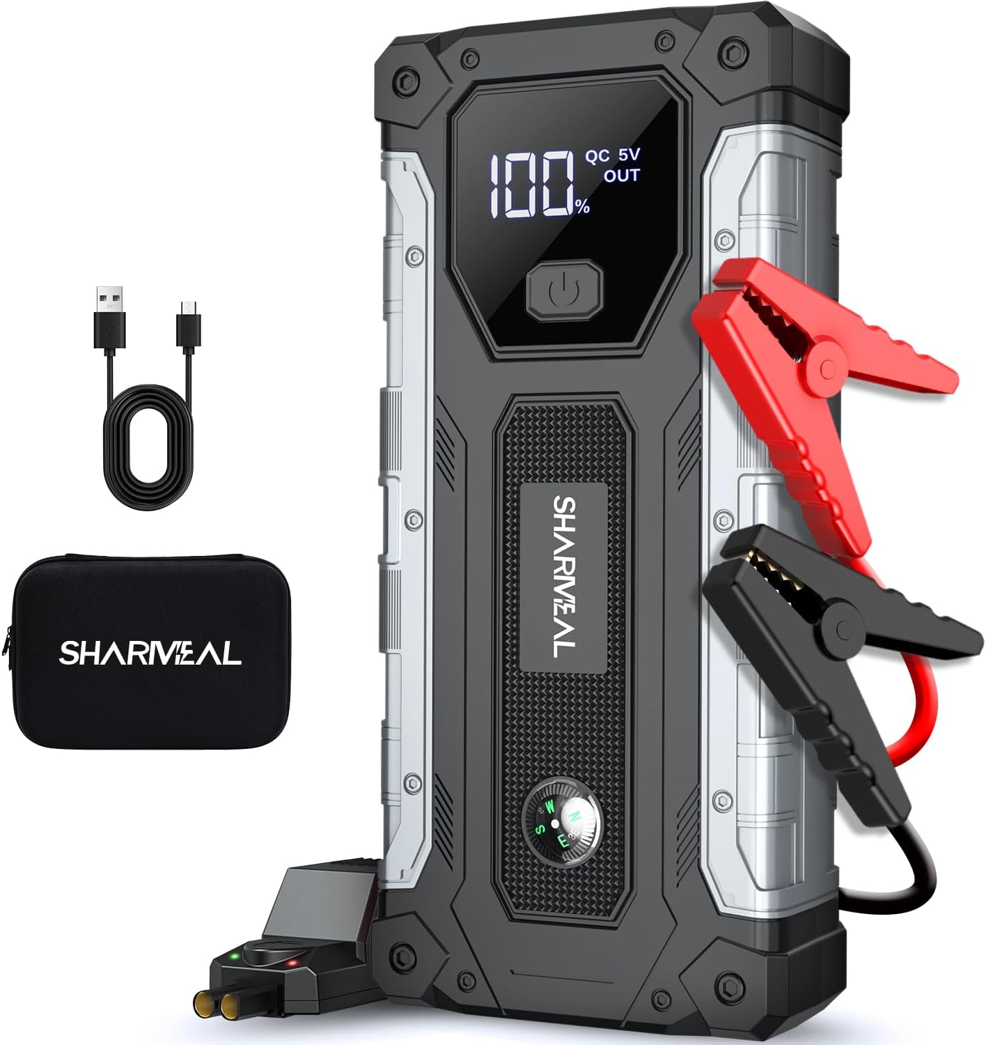 Sharmeal Arrancador de coche 7000A, paquete de batería de arranque...