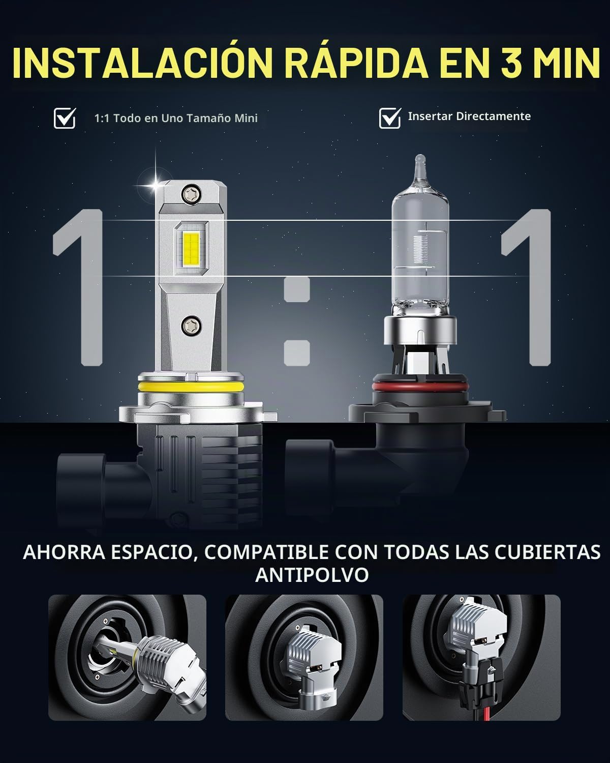 AUXITO Bombillas LED antiniebla 9145, 30,000 lúmenes, 6500 K, luz b...