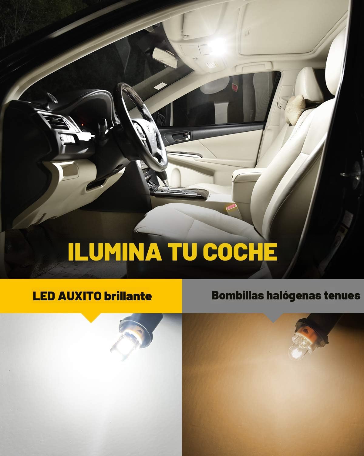 AUXITO 194 - Foco LED de 6000 K, color blanco, 168 2825 W5W T10, cu...