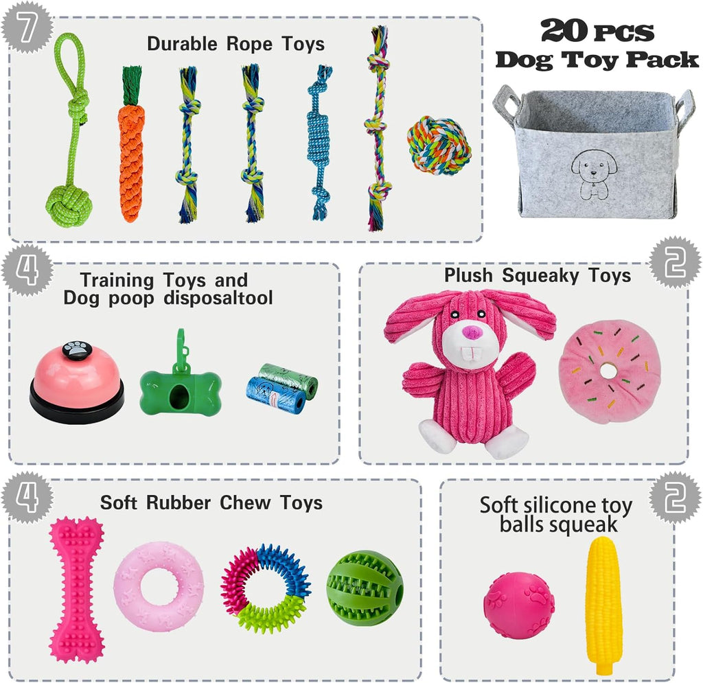 MRSOHRET 20 Piezas Juguetes Masticables para Cachorros en Dentición...