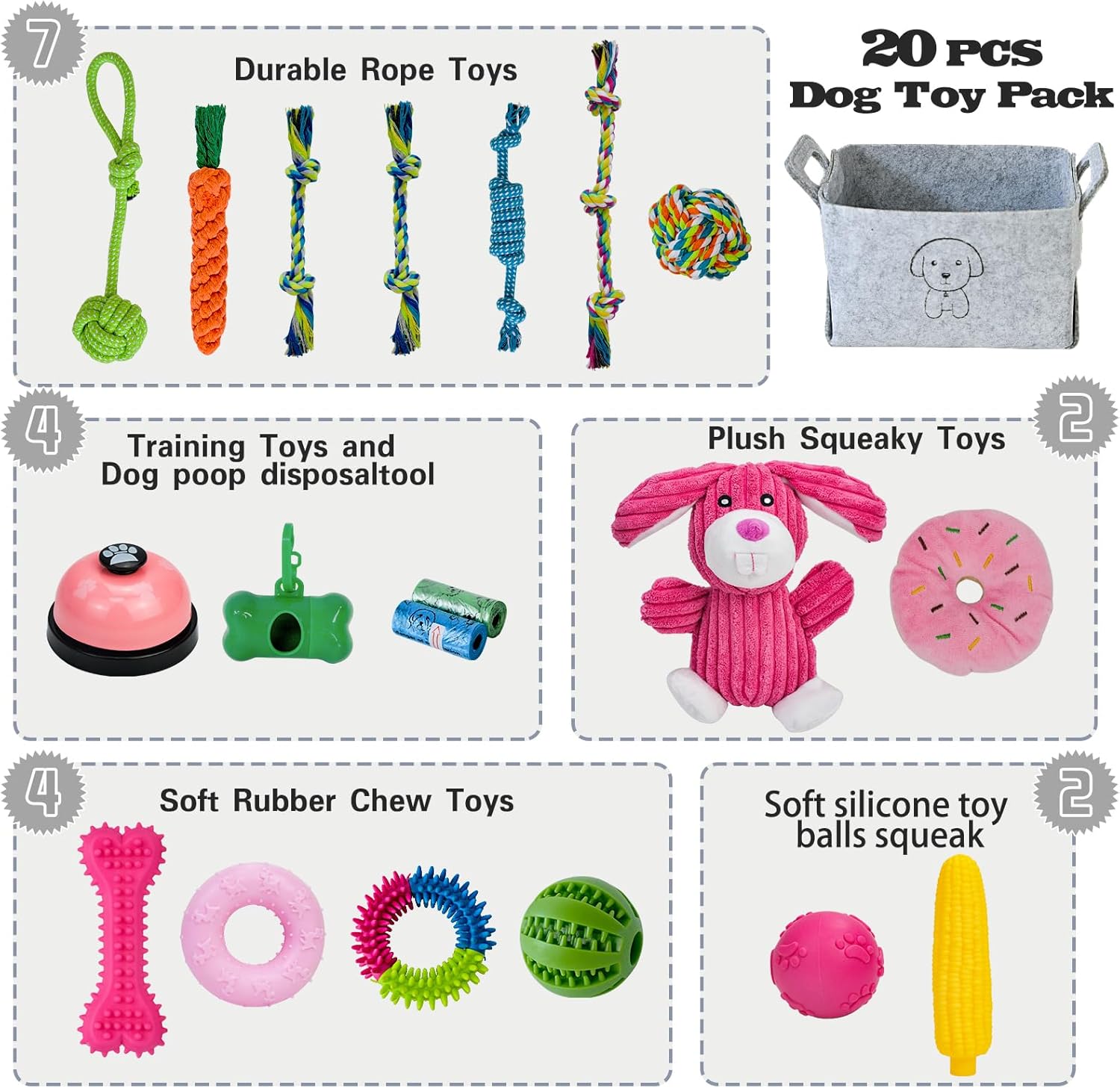 MRSOHRET 20 Piezas Juguetes Masticables para Cachorros en Dentición...