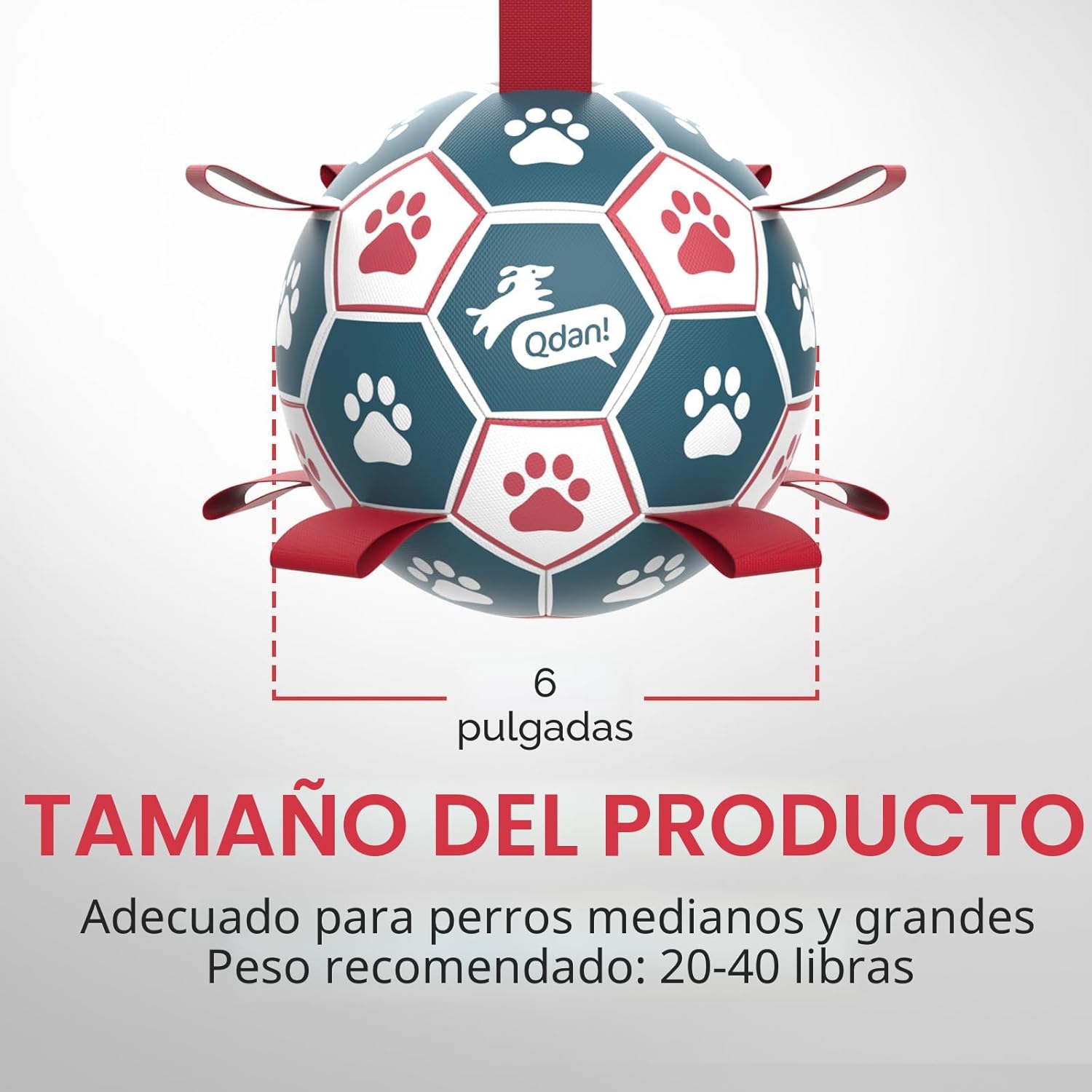 QDAN Pelota de fútbol para perros con correas, juguetes interactivo...