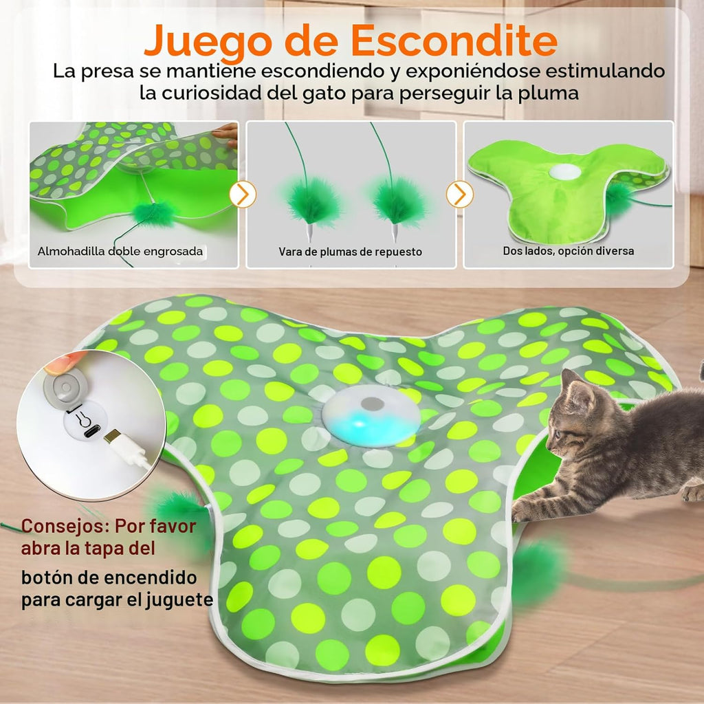 umosis Juguetes interactivos para gatos recargables, moviendo pluma...