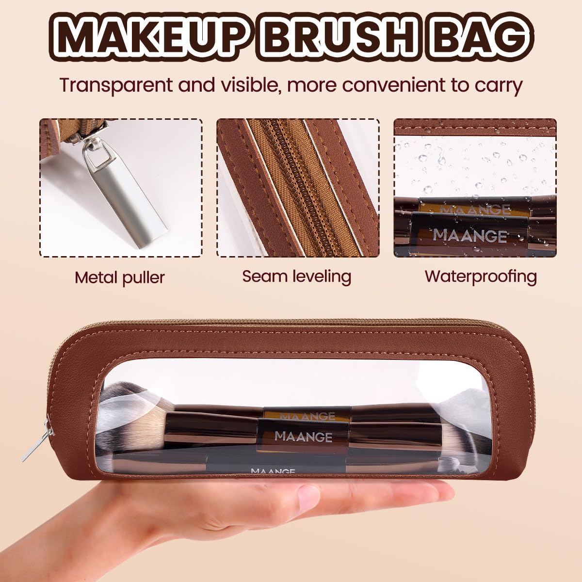 MAANGE Juego de 13 brochas de maquillaje de base con bolsa, brochas...