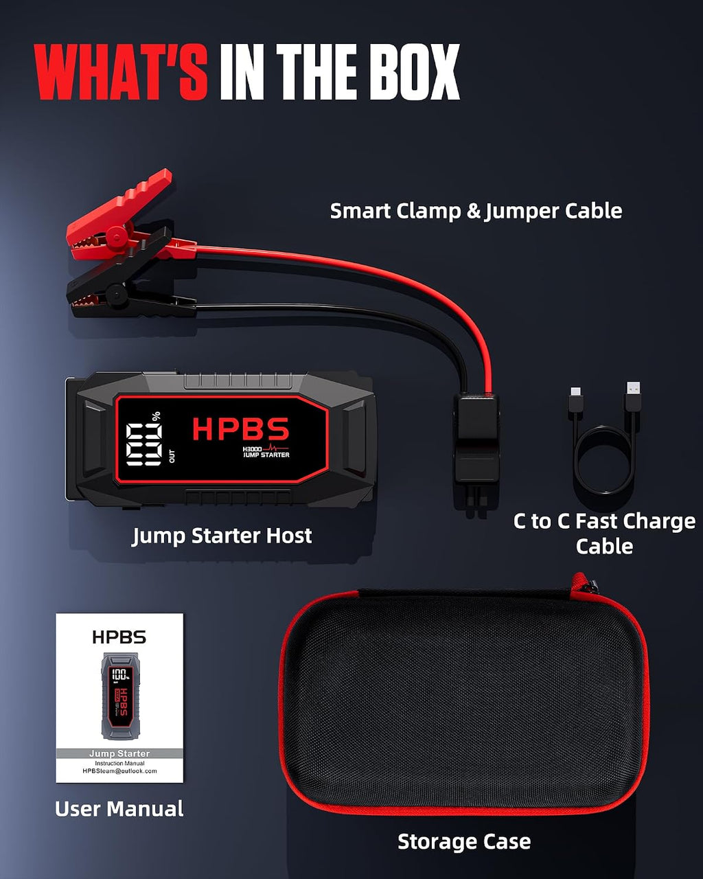 HPBS Arrancador de Batería de Coche, Paquete de Batería de Arrancad...