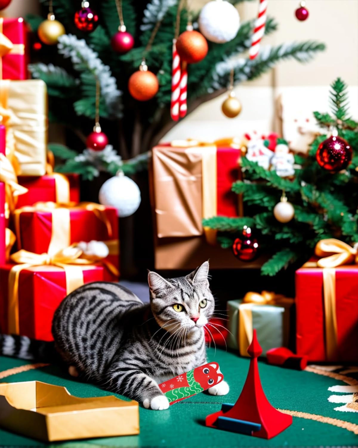 PET SHOW Paquete de 8 juguetes de Navidad para gatos con hierba gat...