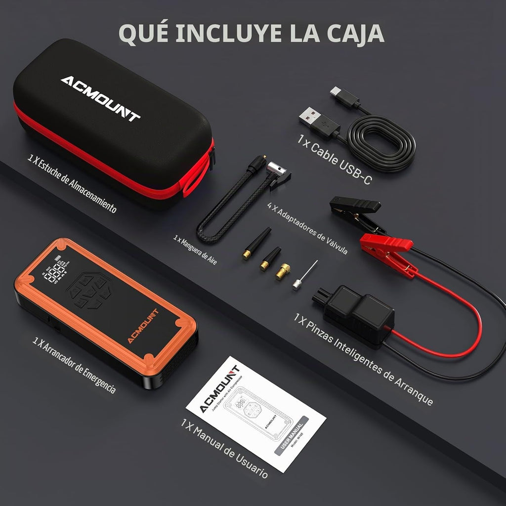 Arrancador con compresor de aire, arrancador de batería de coche Ac...