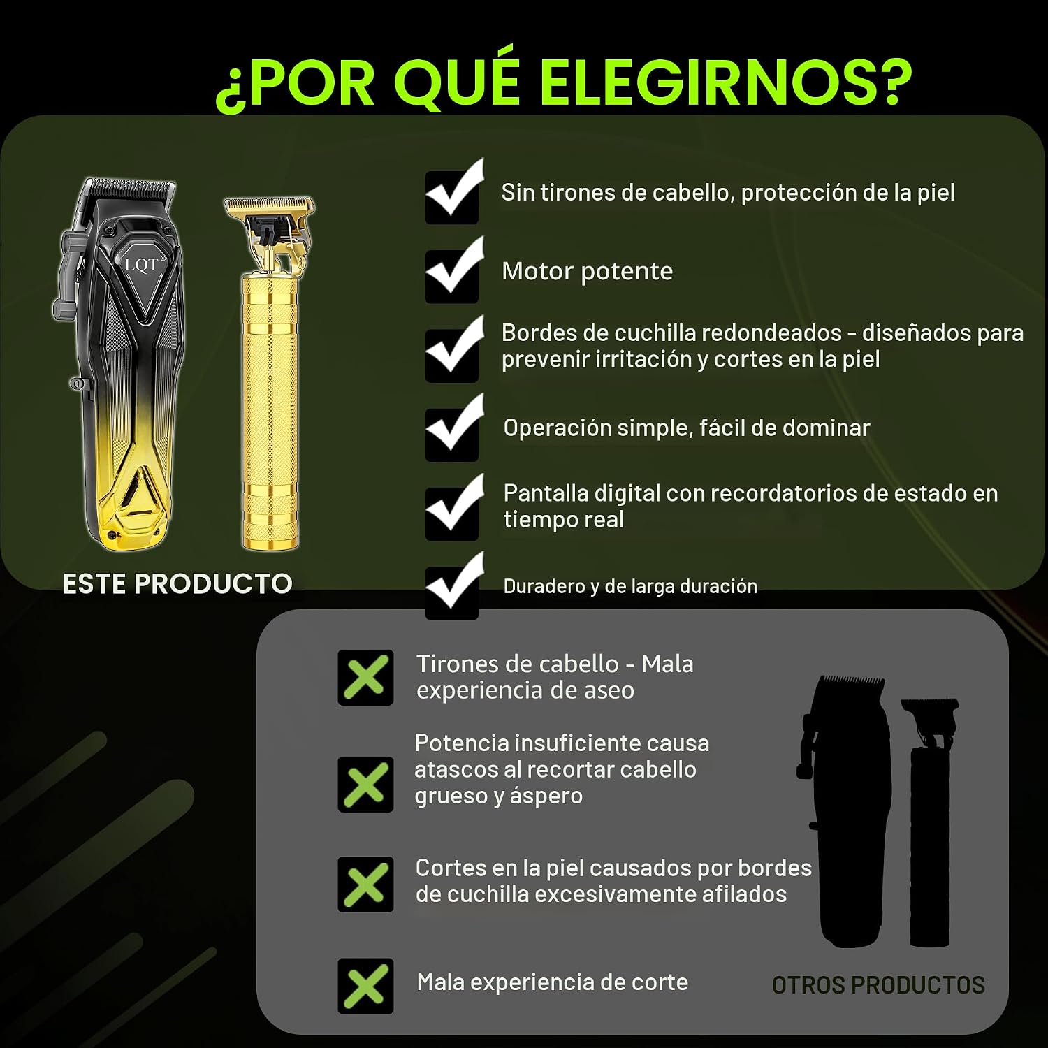 LQT Cortadora de pelo profesional para hombres, juego de recortador...