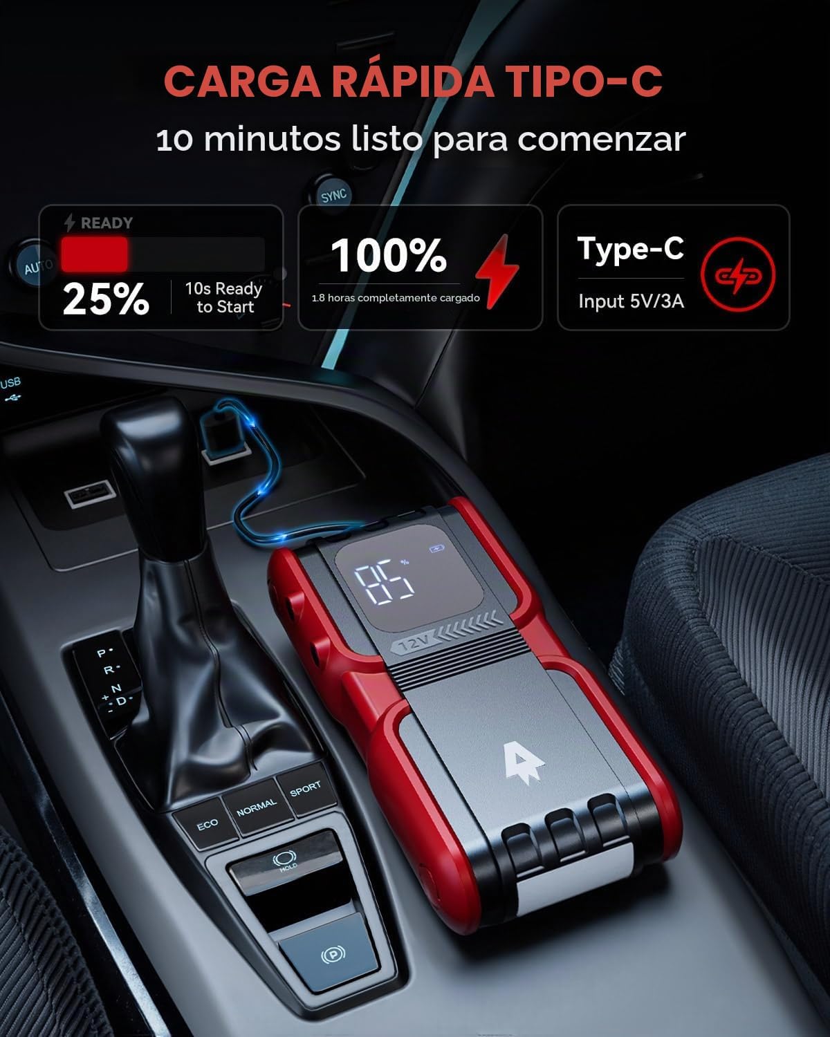 Andeman Arrancador de auto 4000A con batería de 20000 mAh, paquete...