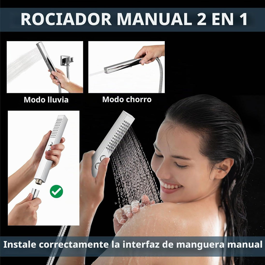 Aolemi - Juego de grifo de ducha de techo con doble cabezal de 12 y...