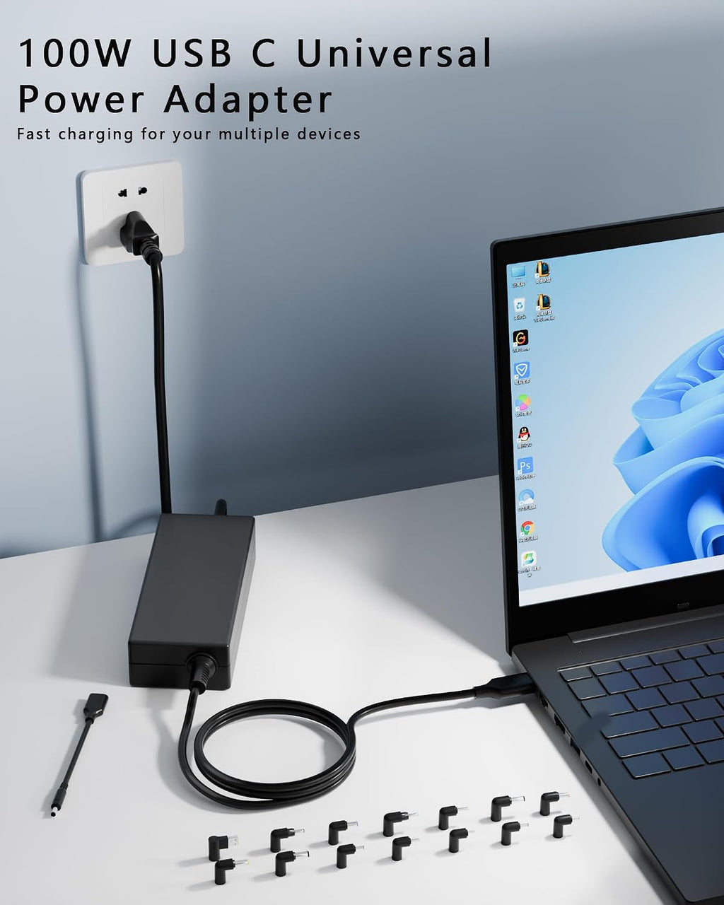 Cargador universal para portátil Nivjuky de 100 W USB C con 15 punt...
