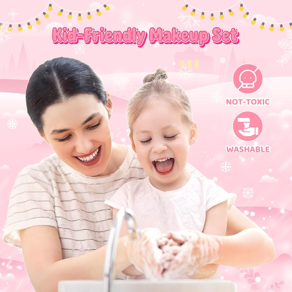GirlsHome Set de maquillaje para niñas de 56 piezas, lavable, cosmé...