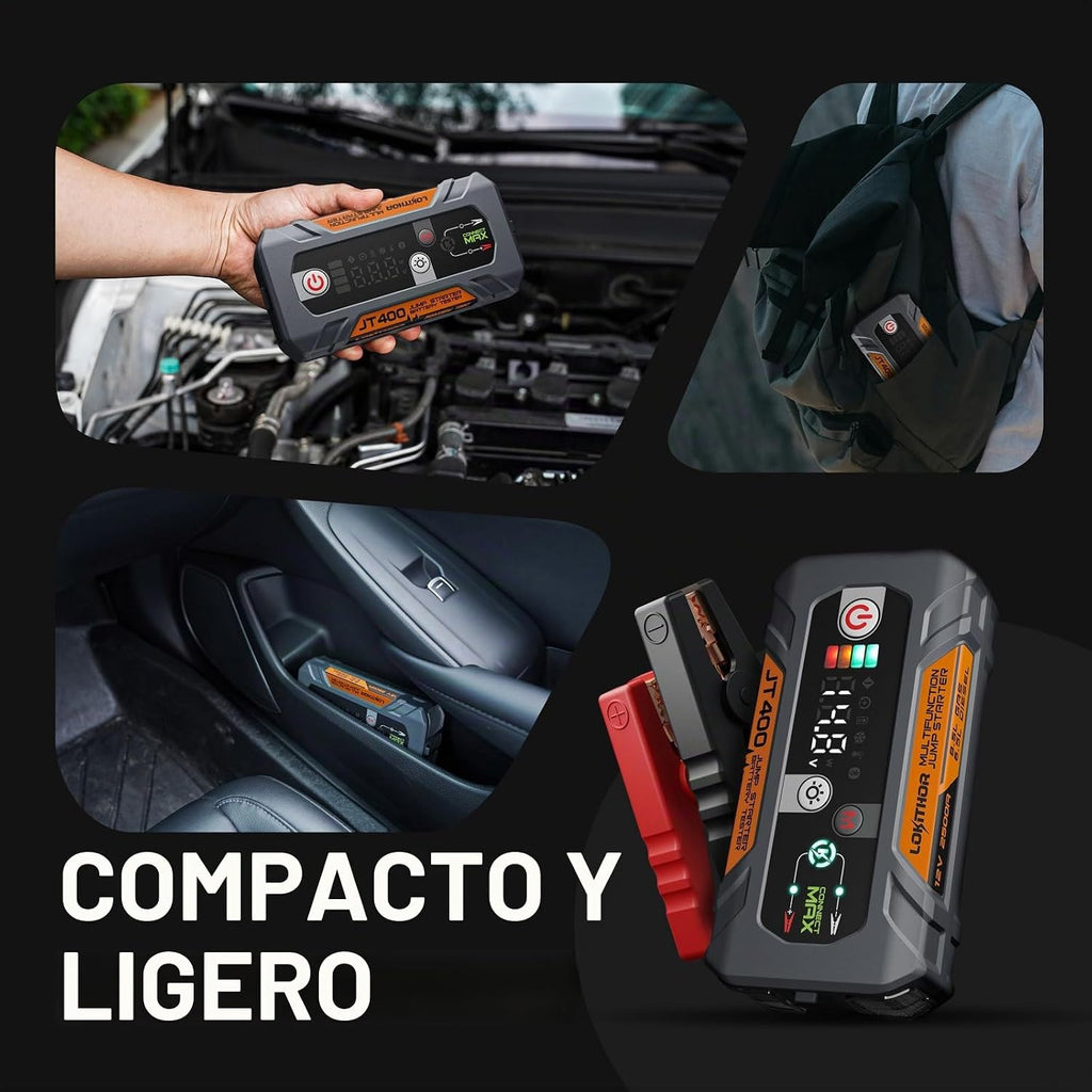 LOKITHOR JT400 Arrancador de salto de 12 V y probador de batería 2...