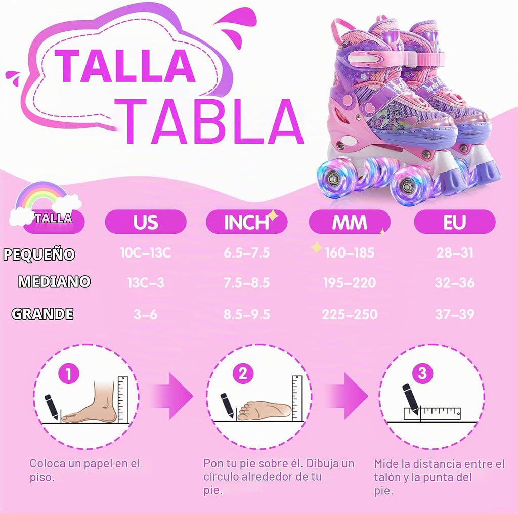 METROLLER Patines de ruedas brillantes para niñas de 4 a 12 años |...