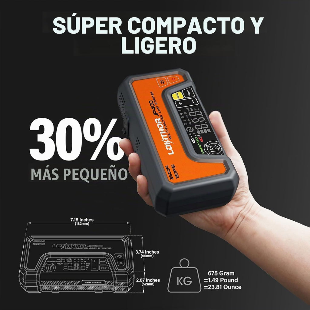 LOKITHOR JP400 Arrancador de salto con compresor de aire, batería d...