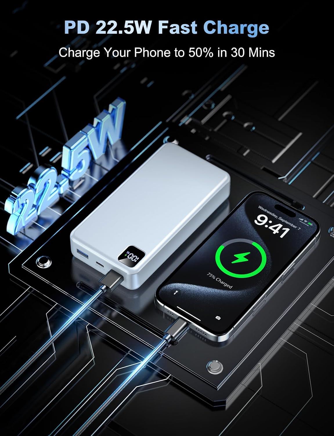Cargador portátil, batería de 56800 mAh, cargador de teléfono portá...