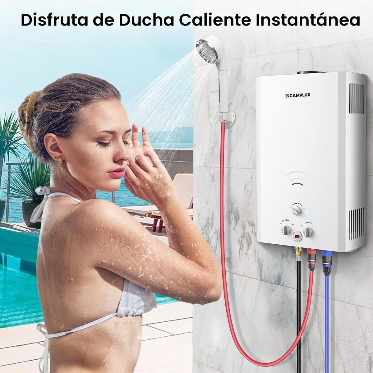 CAMPLUX Calentador de agua sin tanque, 5.28 GPM calentador de agua...