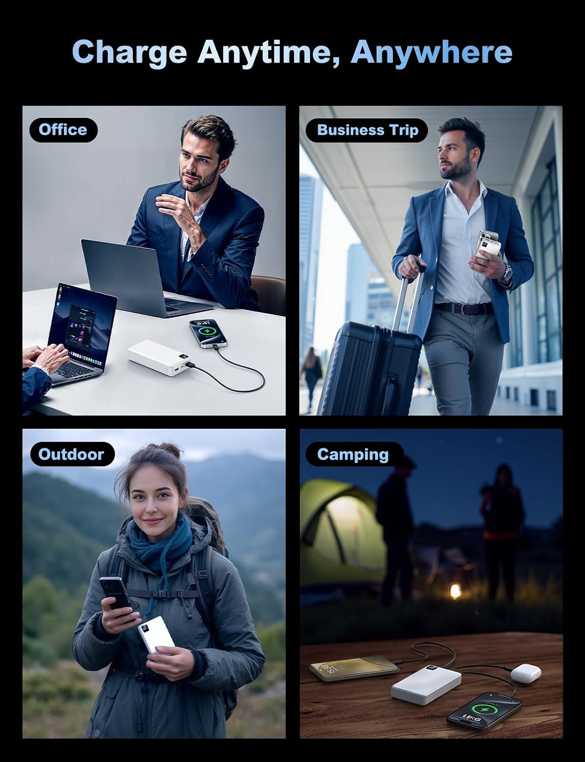 Cargador portátil, batería de 56800 mAh, cargador de teléfono portá...